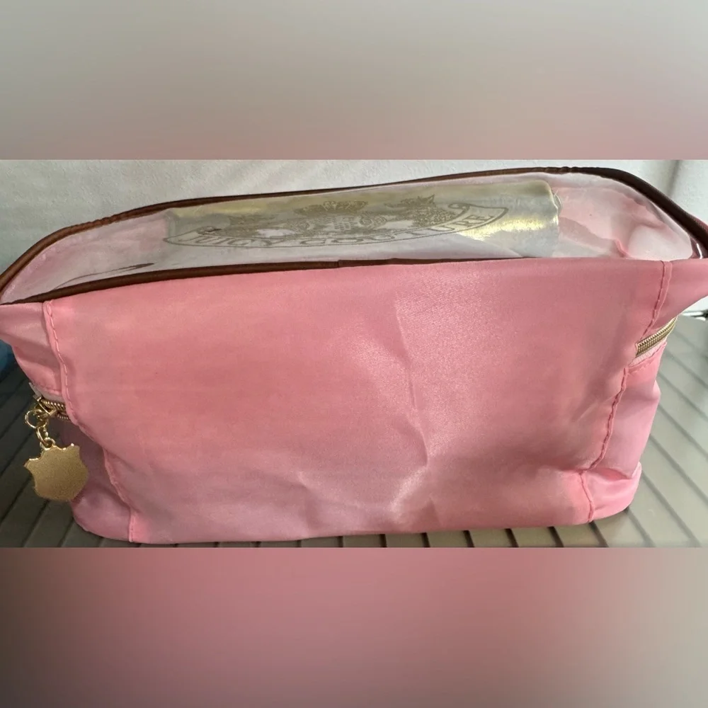 Juicy Couture Pink and Gold Compact travel Set cosmetic bags 4 count